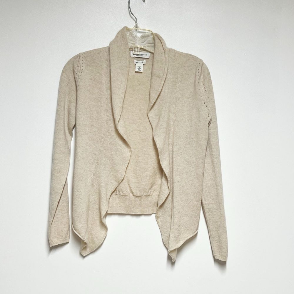 New Banana Republic 100% Cashmere open front Cardigan cream Sz S Petite